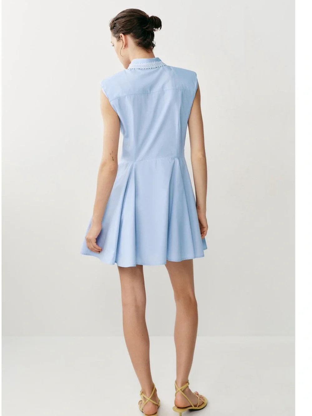 Zara Light Blue Sleeveless Shirt Mini Dress